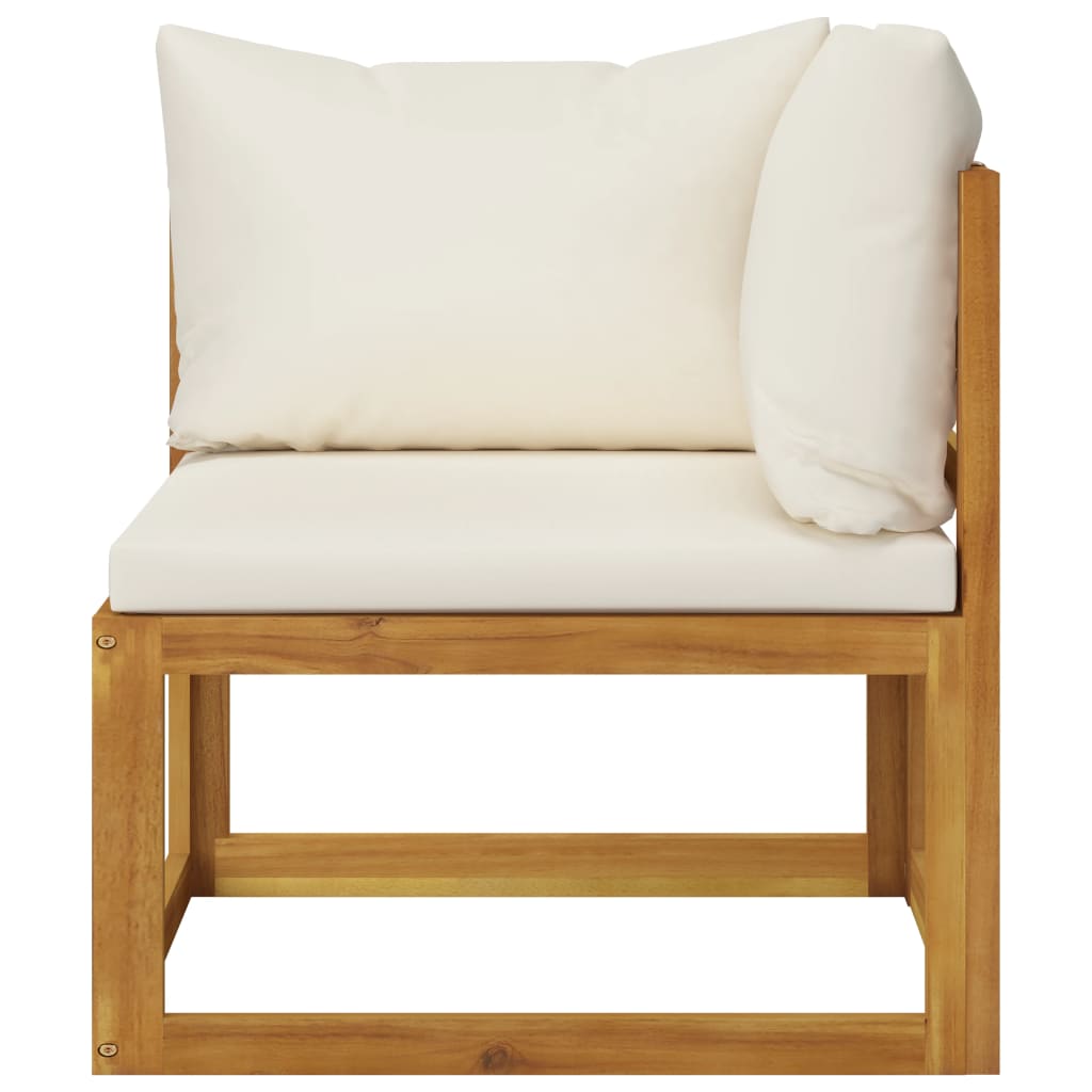 6 Piece Garden Lounge Set with Cushion Cream Solid Acacia Wood  (311853+311857+311859)
