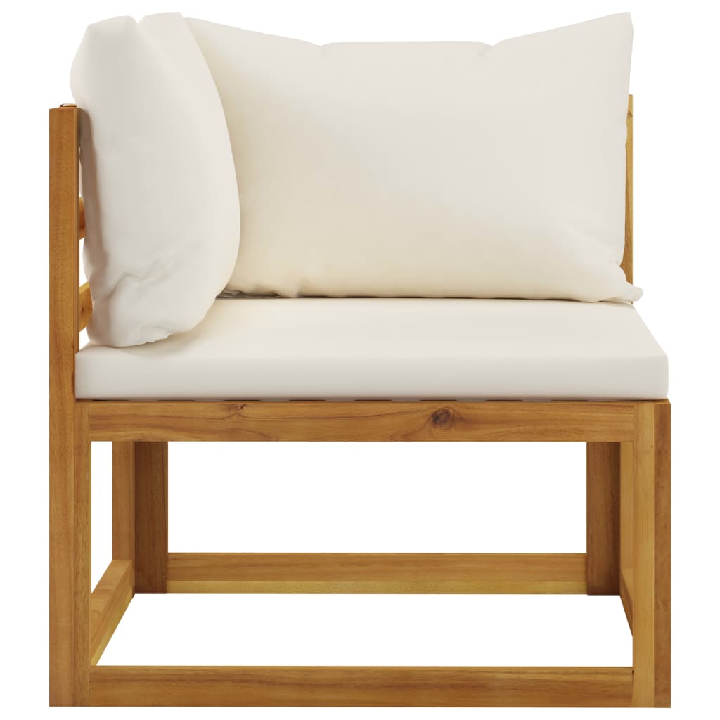 6 Piece Garden Lounge Set with Cushion Cream Solid Acacia Wood  (311853+311857+311859)