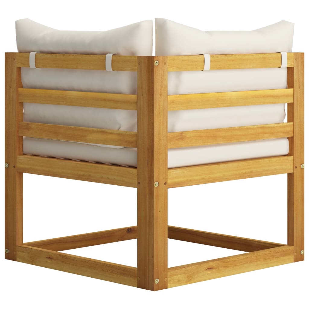 6 Piece Garden Lounge Set with Cushion Cream Solid Acacia Wood  (311853+311857+311859)