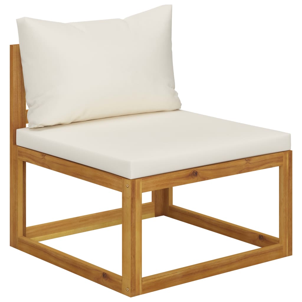 6 Piece Garden Lounge Set with Cushion Cream Solid Acacia Wood  (311853+311857+311859)