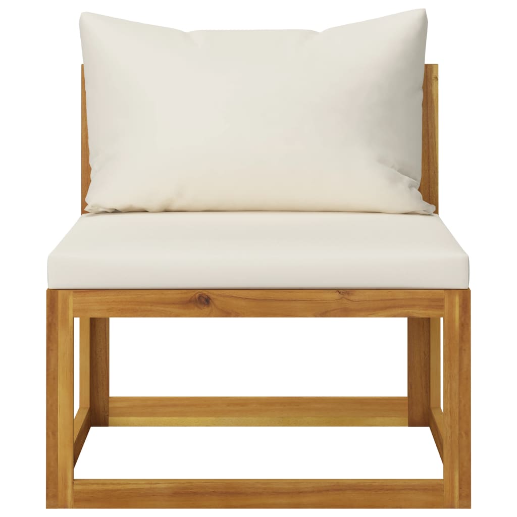 6 Piece Garden Lounge Set with Cushion Cream Solid Acacia Wood  (311853+311857+311859)