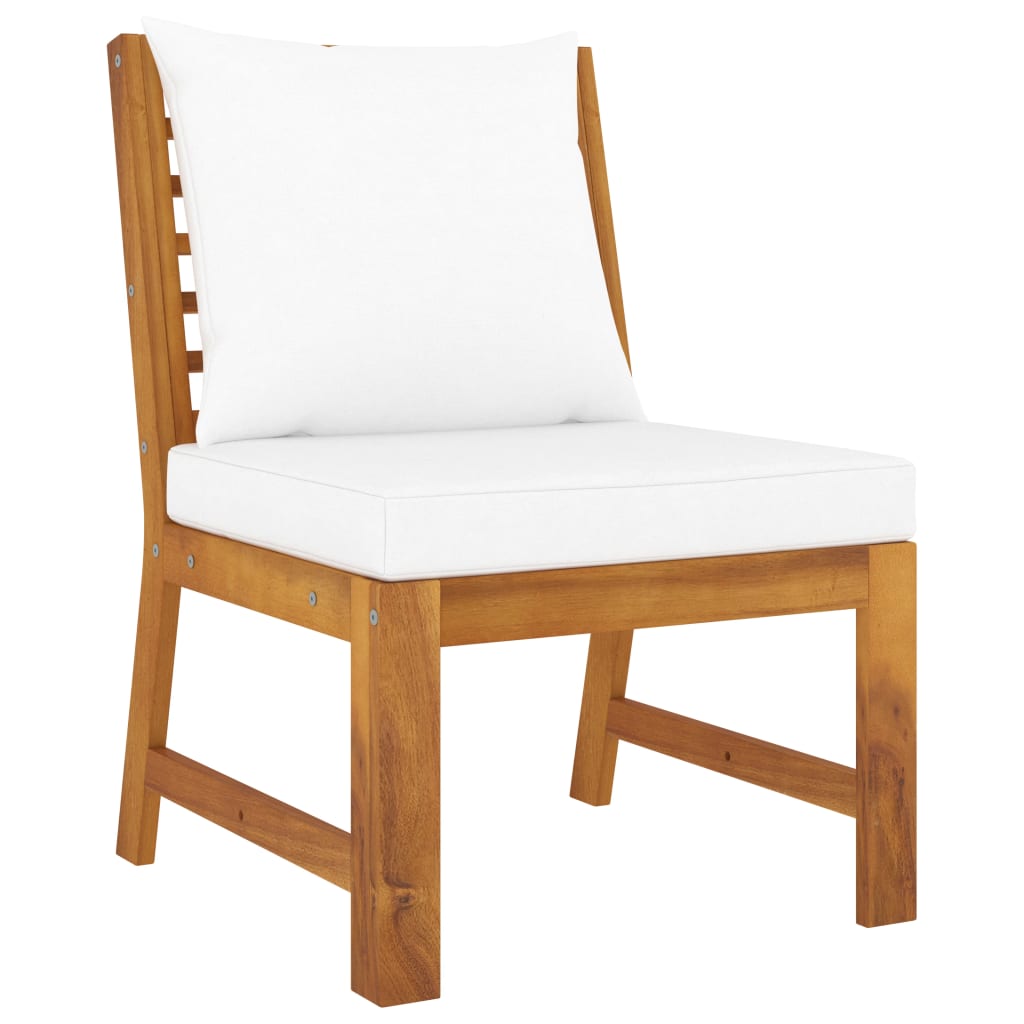 Salon de jardin 4 pcs avec coussin Crème Bois d'acacia solide