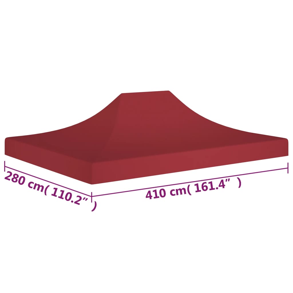 Toit de tente de réception 4x3 m Bordeaux 270 g/m²
