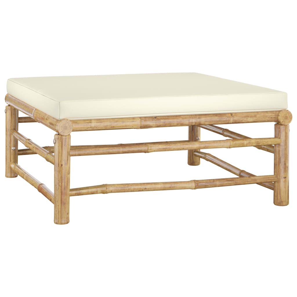 Salon de jardin 5 pcs avec coussins blanc crème Bambou