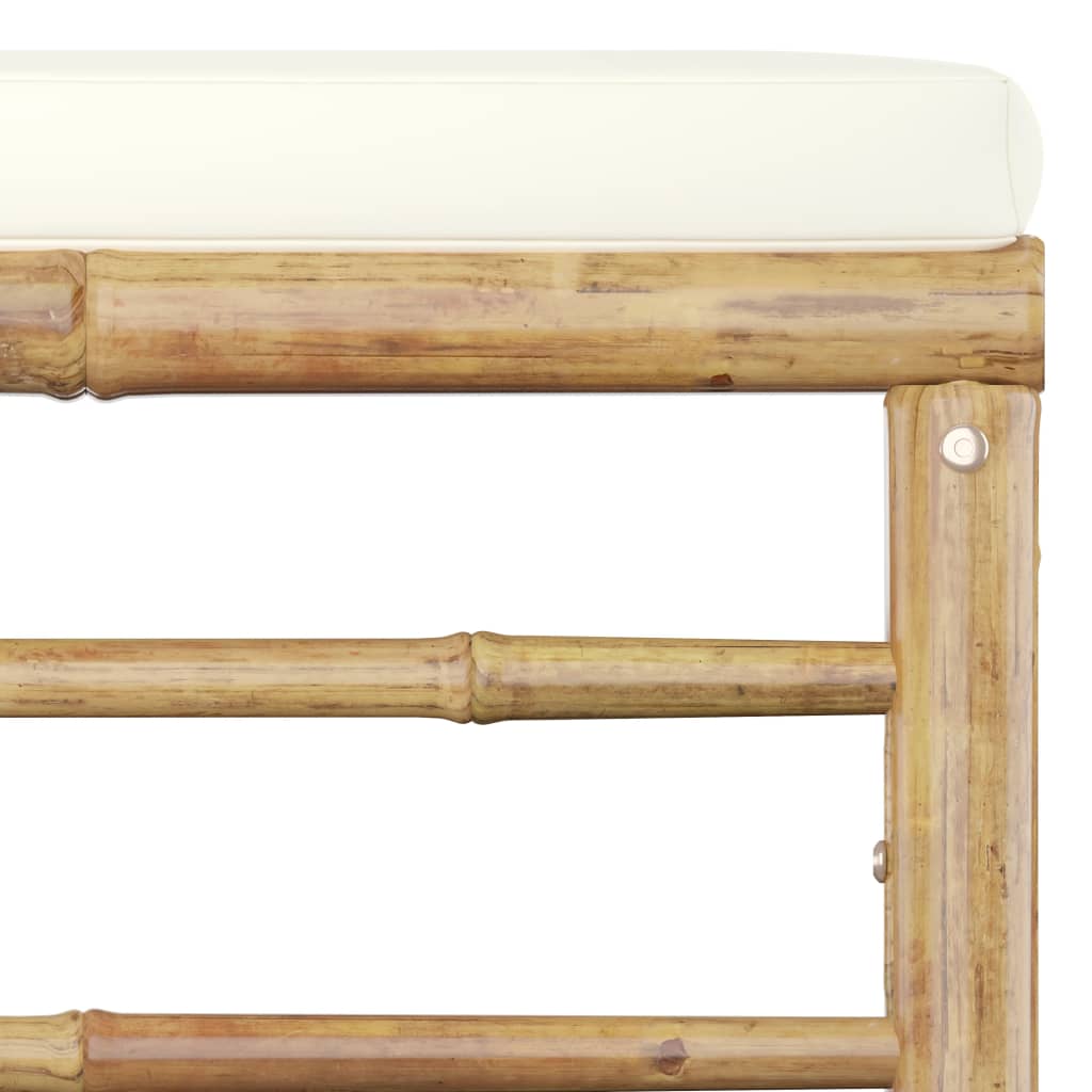 Salon de jardin 5 pcs avec coussins blanc crème Bambou