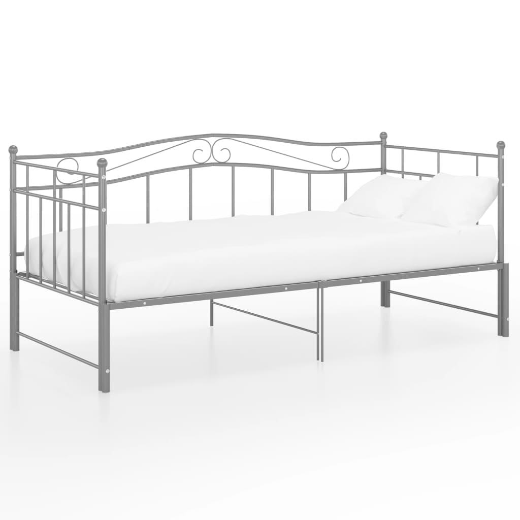 Cadre de canapé-lit extensible Gris Métal 90x200 cm