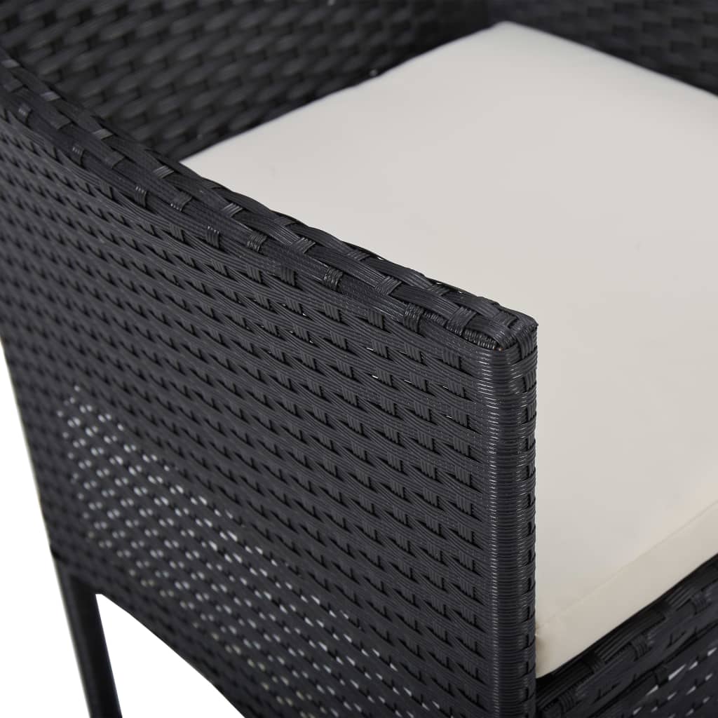 Ensemble à dîner de jardin 3 pcs Noir Résine tressée et verre