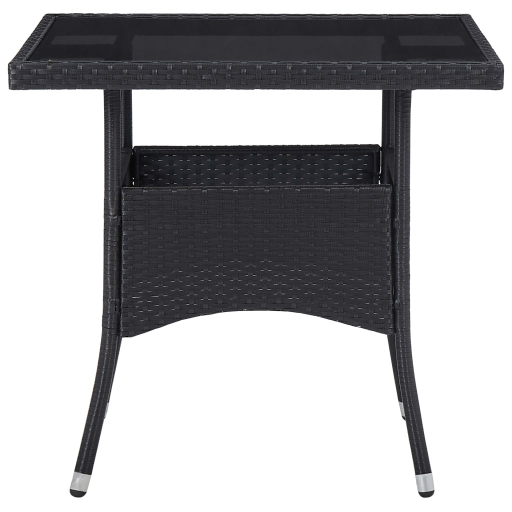 Ensemble à dîner de jardin 3 pcs Noir Résine tressée et verre