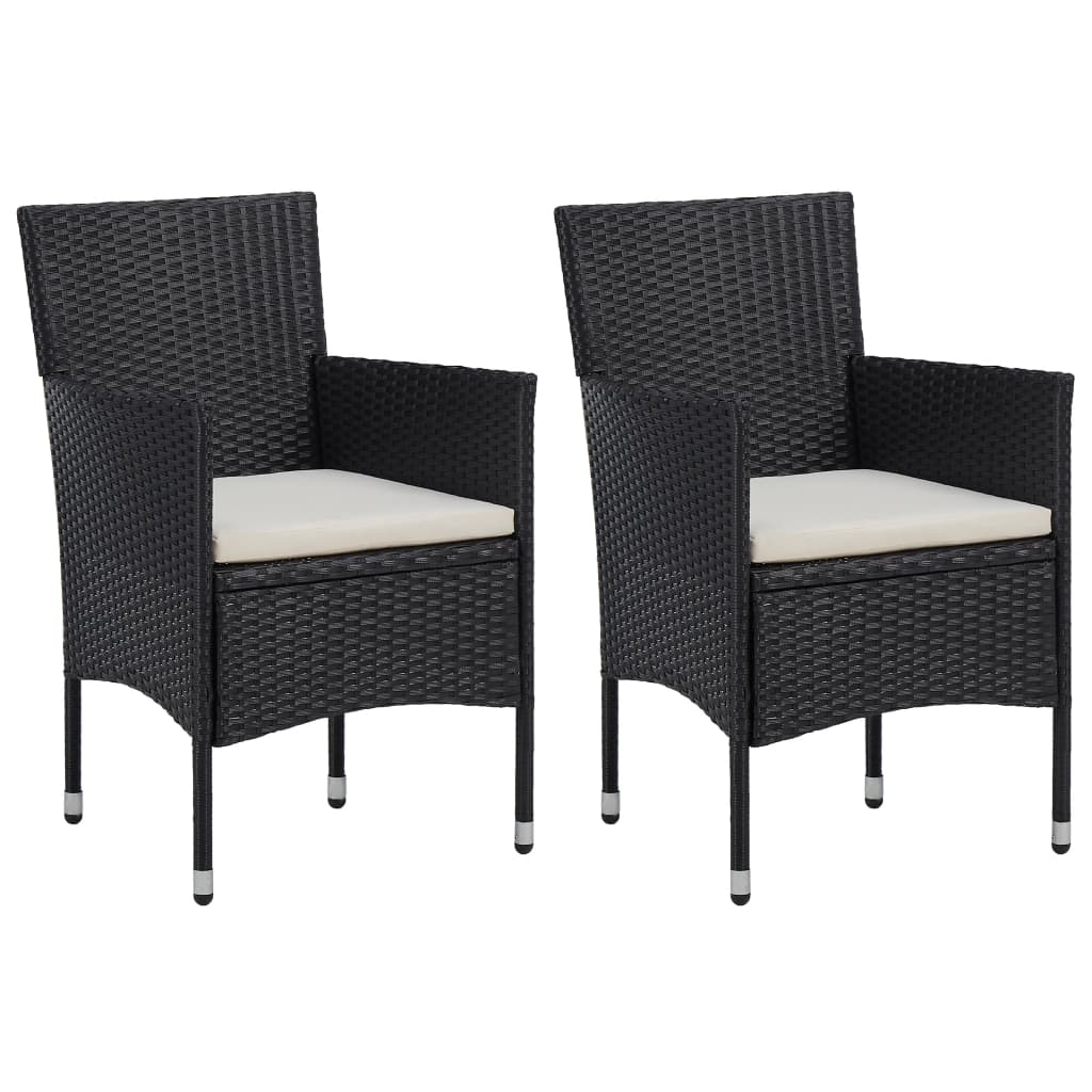 Ensemble à dîner de jardin 3 pcs Noir Résine tressée et verre