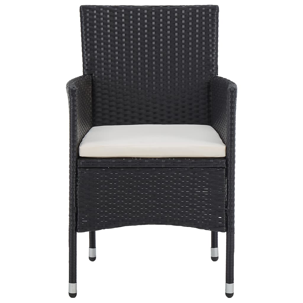 Ensemble à dîner de jardin 3 pcs Noir Résine tressée et verre