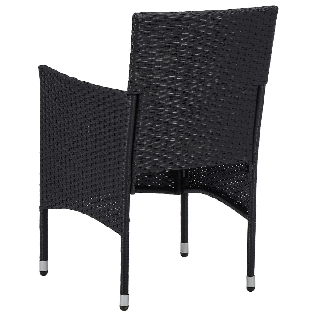 Ensemble à dîner de jardin 3 pcs Noir Résine tressée et verre