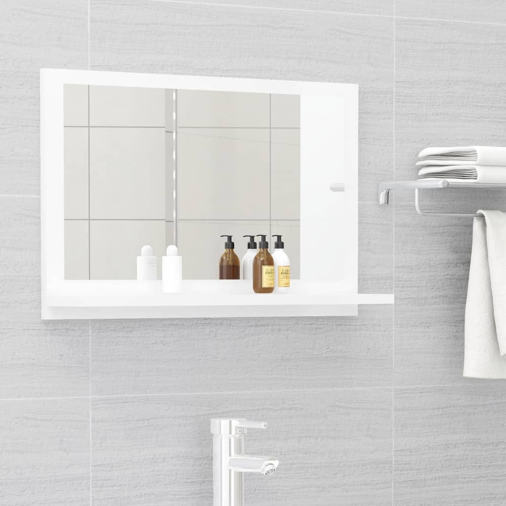 Miroir de salle de bain Blanc brillant 60x10,5x37 cm Aggloméré