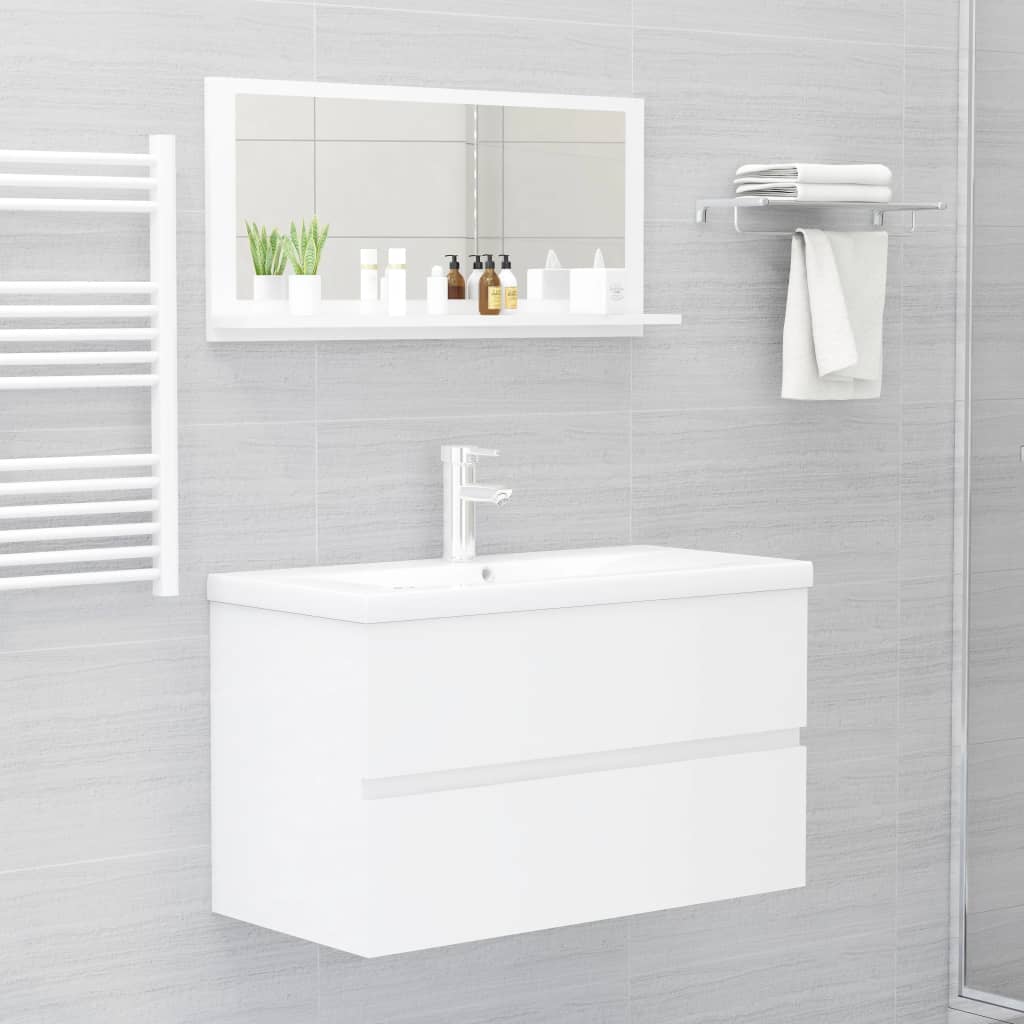 Miroir de salle de bain Blanc brillant 80x10,5x37 cm Aggloméré