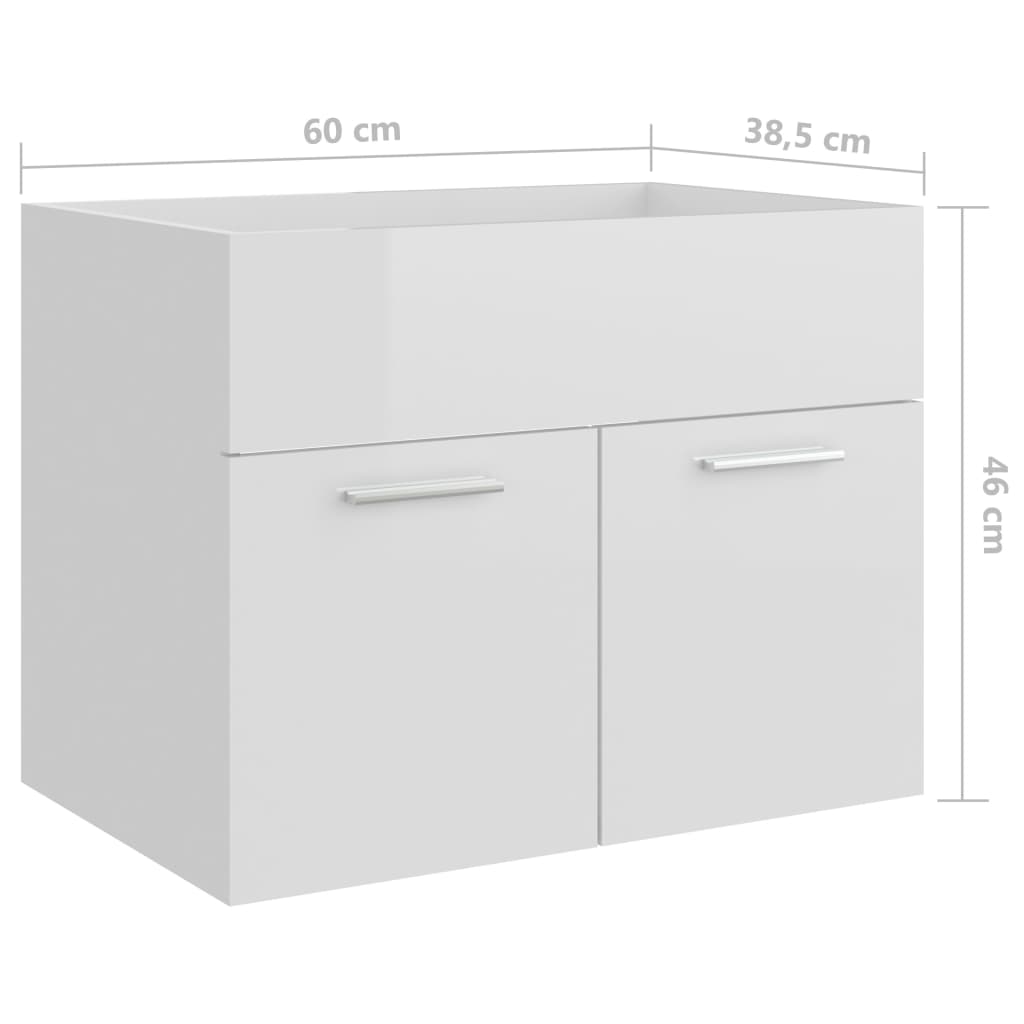 Armoire d'évier Blanc brillant 60x38,5x46 cm Aggloméré