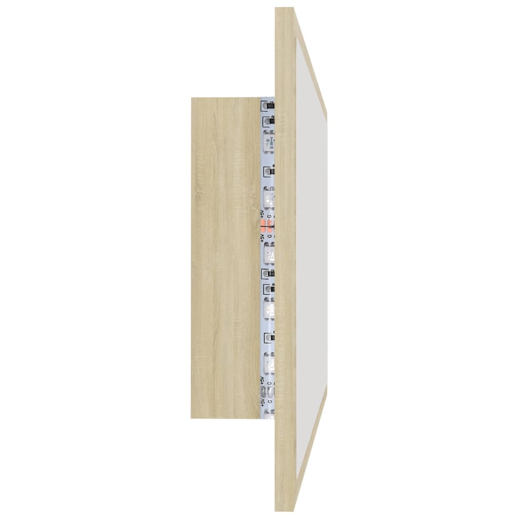 Miroir LED de salle de bain Chêne sonoma 80x8,5x37 cm Aggloméré