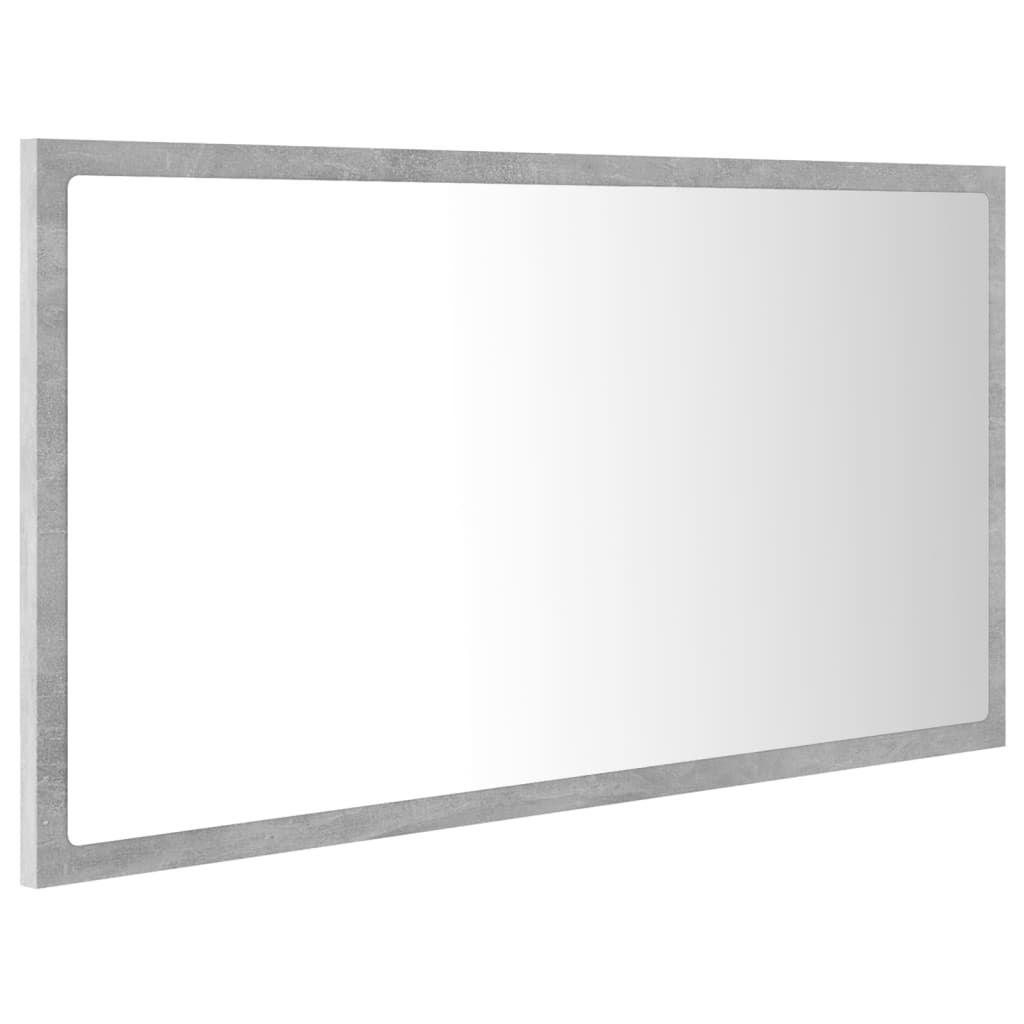 Miroir à LED de salle de bain Gris béton 80x8,5x37 cm Aggloméré