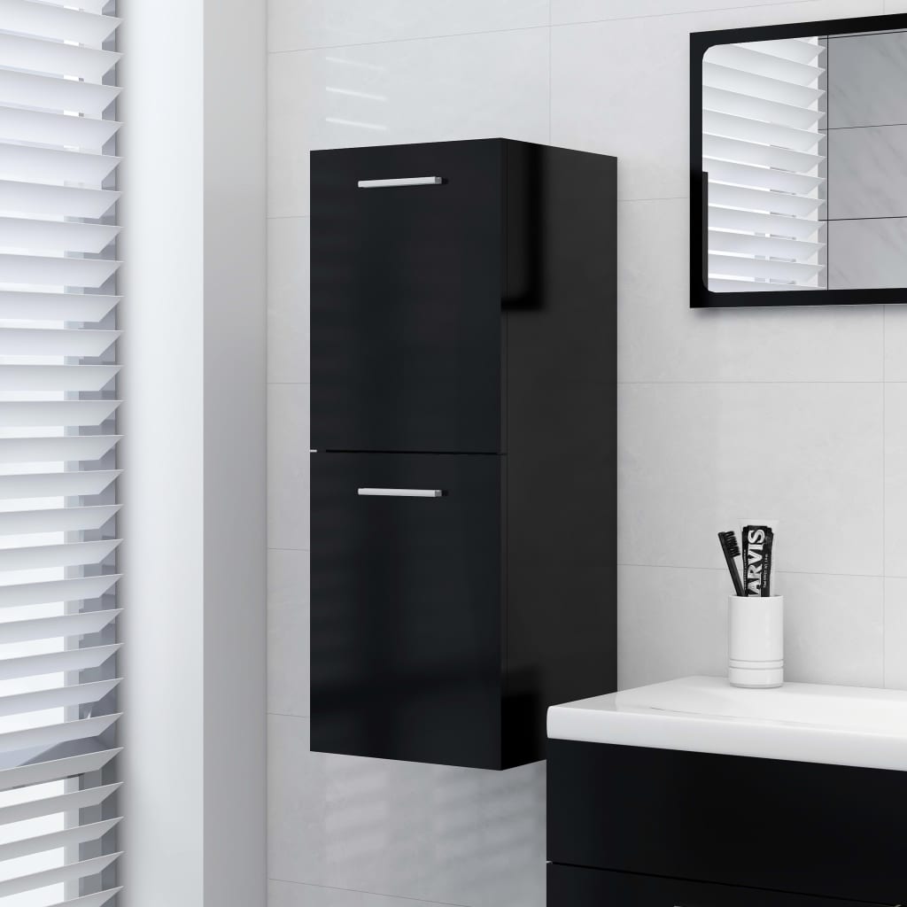 Armoire de salle de bain Noir 30x30x80 cm Aggloméré