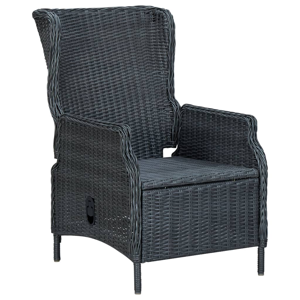 Mobilier à dîner 7 pcs avec coussins Résine tressée Gris foncé