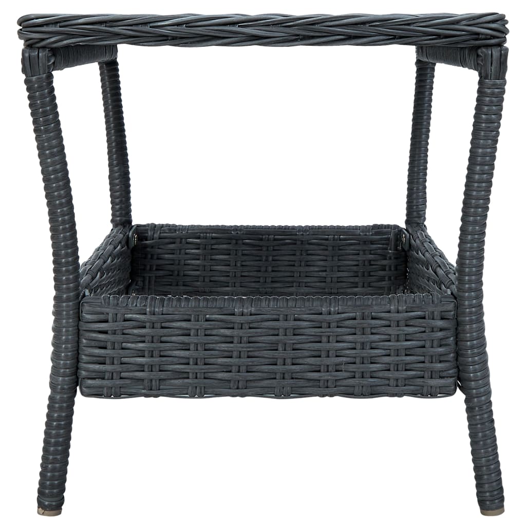 Salon de jardin 3 pcs avec coussins Résine tressée Gris foncé
