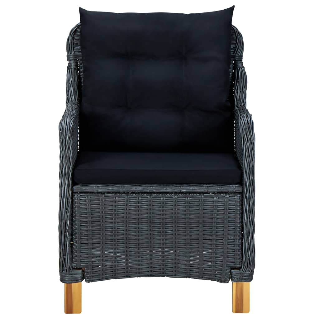 Salon de jardin 3 pcs avec coussins Résine tressée Gris foncé