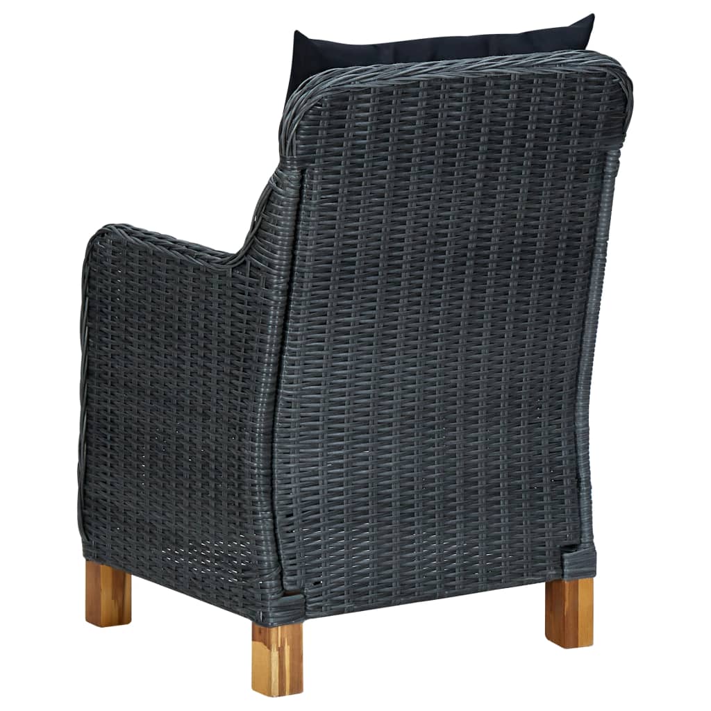 Salon de jardin 3 pcs avec coussins Résine tressée Gris foncé