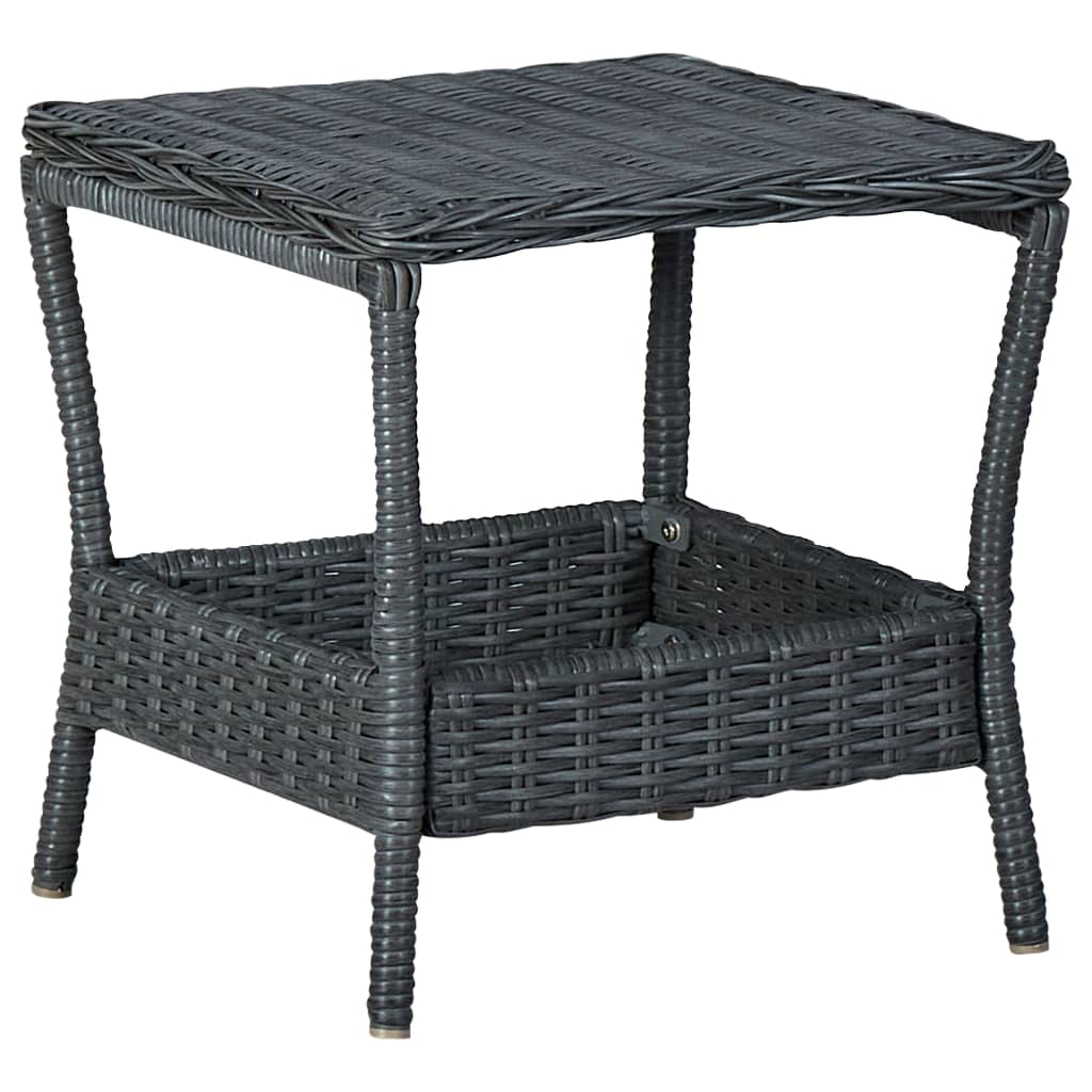 Salon de jardin 3 pcs avec coussins Résine tressée Gris foncé