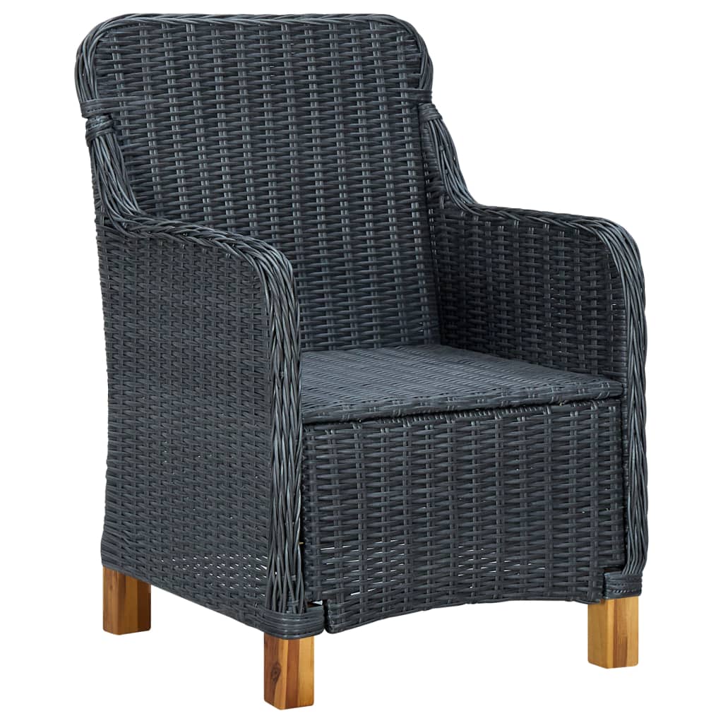 Mobilier à dîner 9 pcs avec coussins Résine tressée Gris foncé