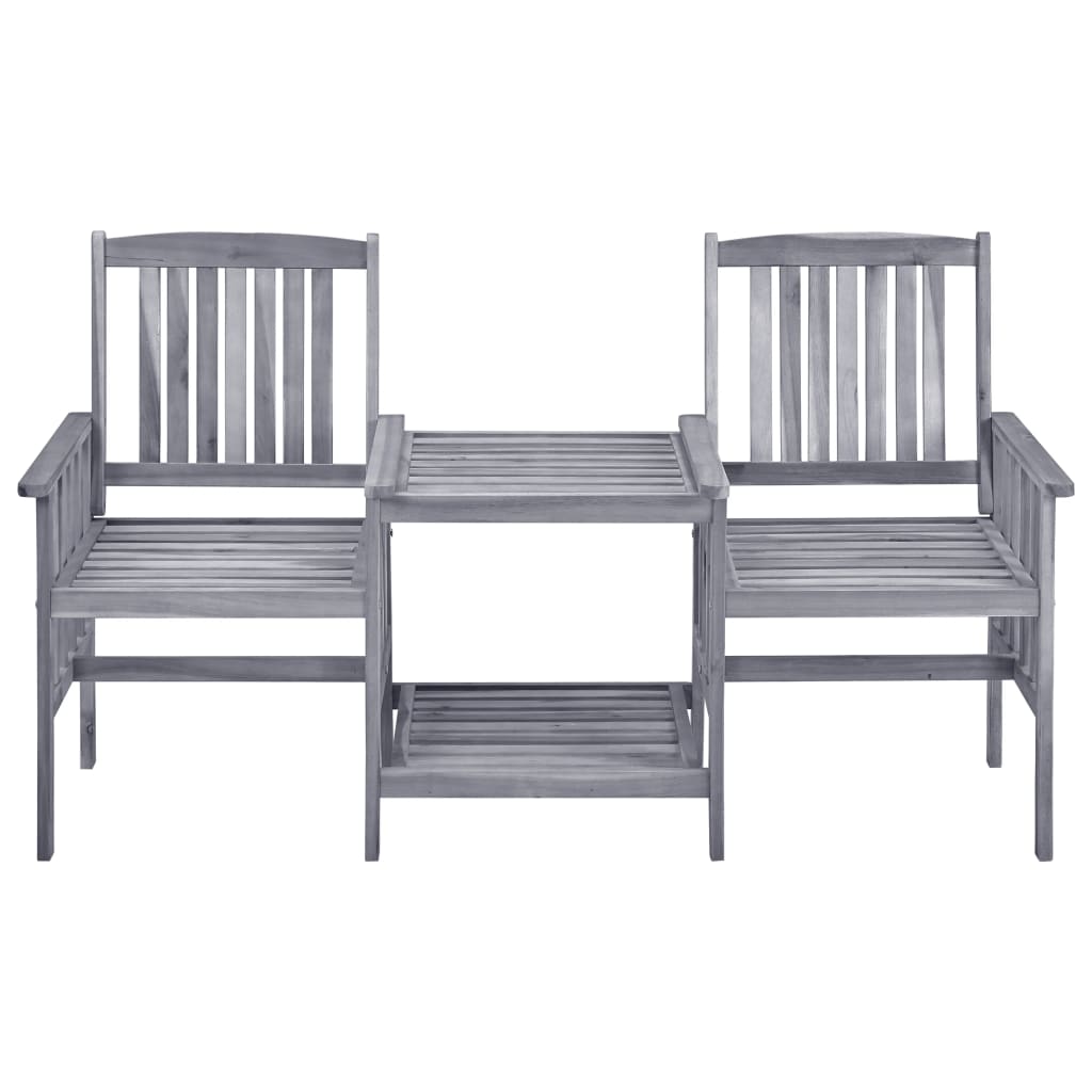 Chaises de jardin avec table à thé et coussins Acacia solide