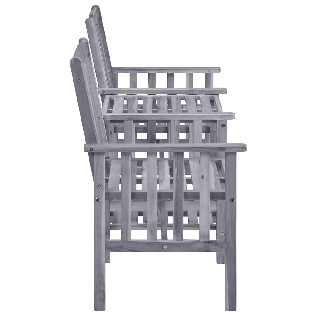 Chaises de jardin avec table à thé et coussins Acacia solide