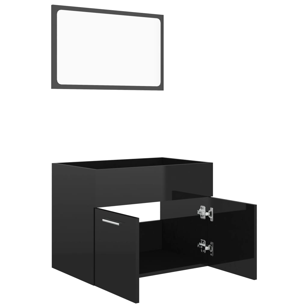 Ensemble de meubles de bain 2 pcs Noir brillant Aggloméré
