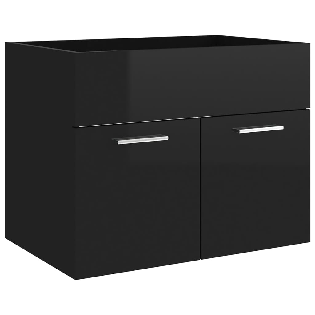 Ensemble de meubles de bain 2 pcs Noir brillant Aggloméré