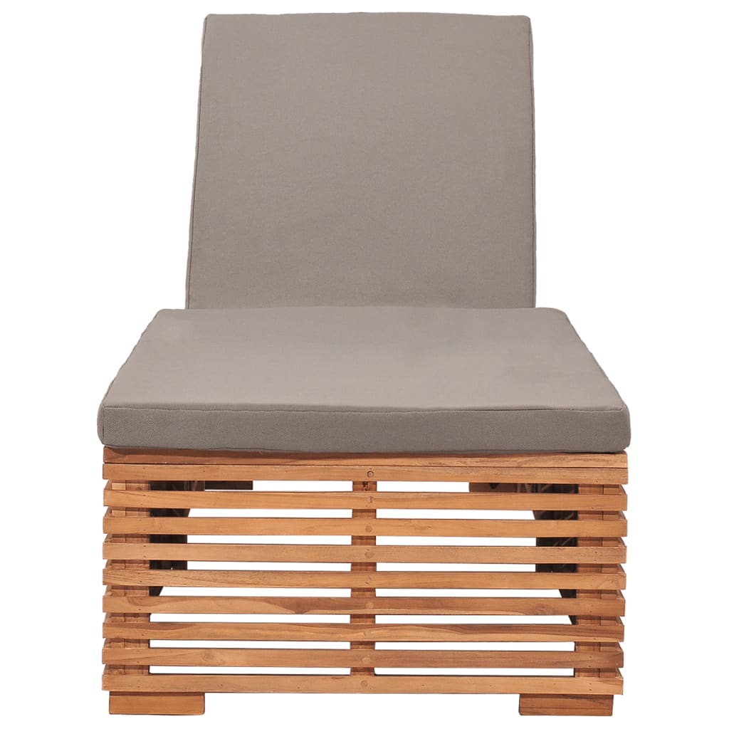 Chaise longue avec coussin gris foncé Bois de teck solide