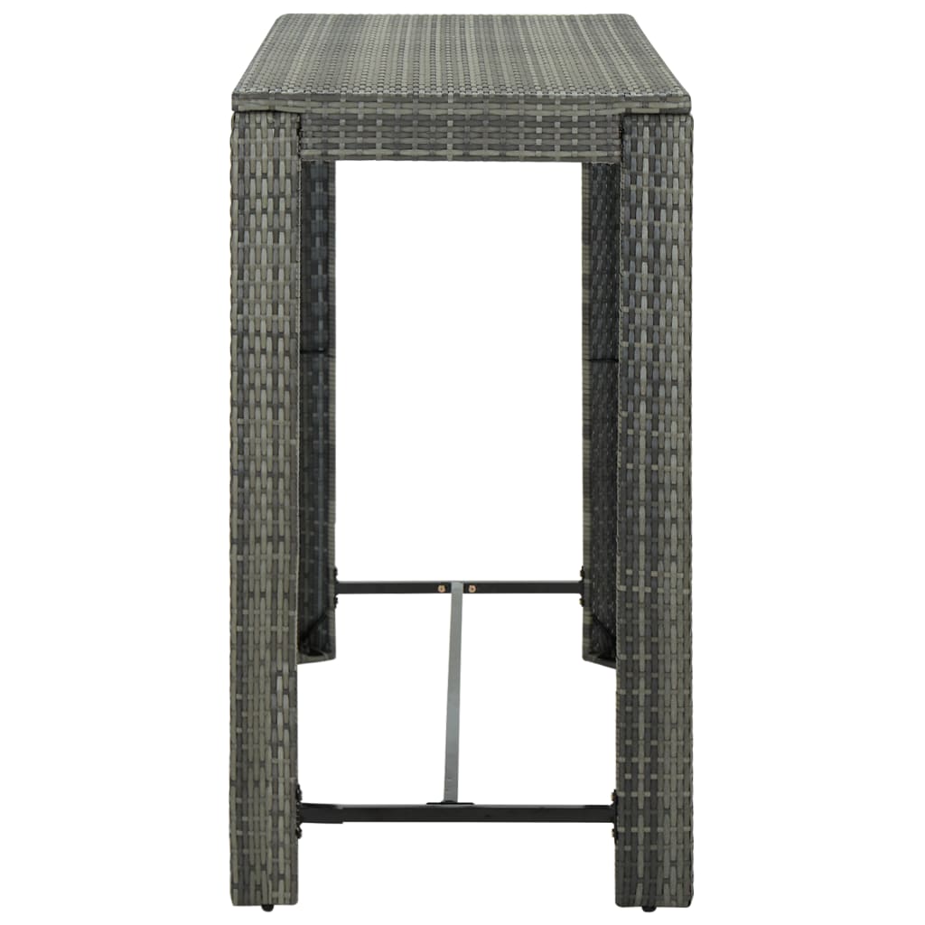 Ensemble de bar de jardin 7 pcs et coussins Résine tressée Gris