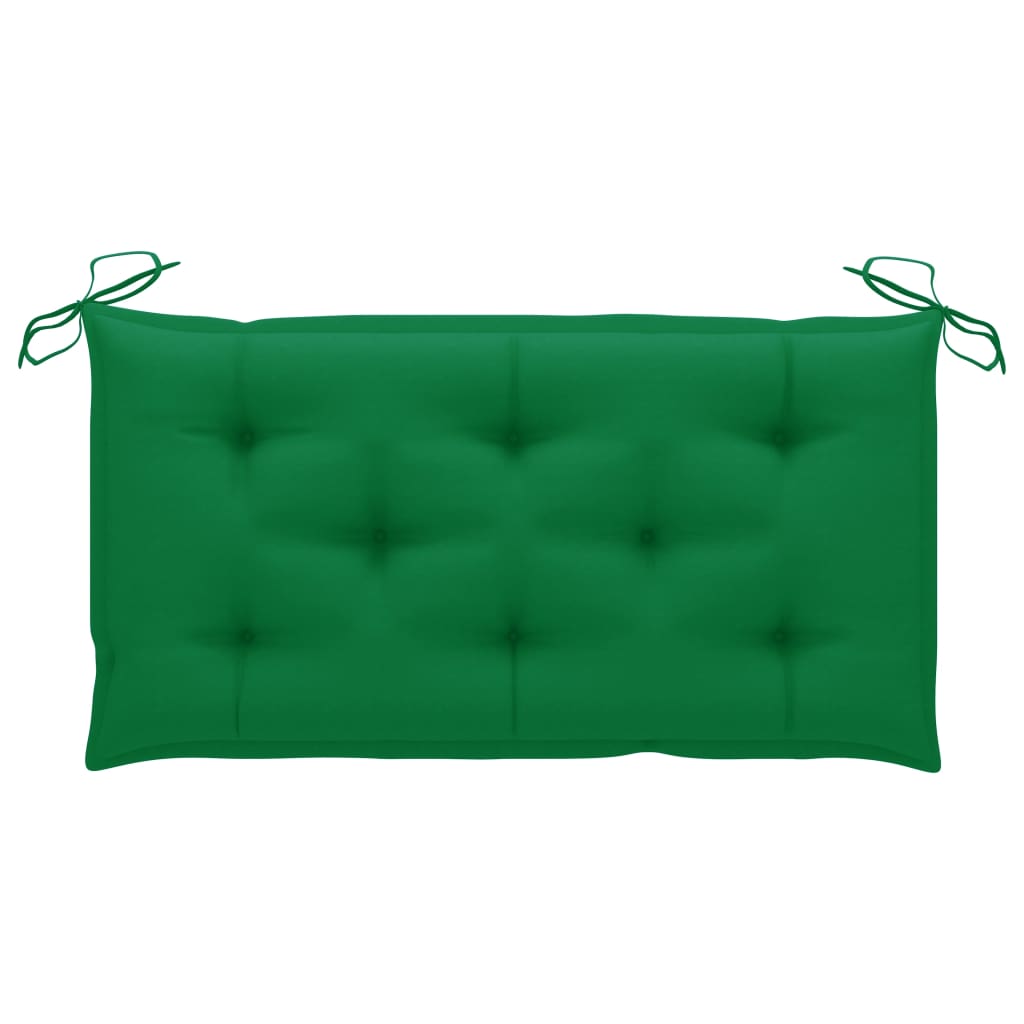 Banc de jardin avec coussin vert 112 cm Bois de teck massif
