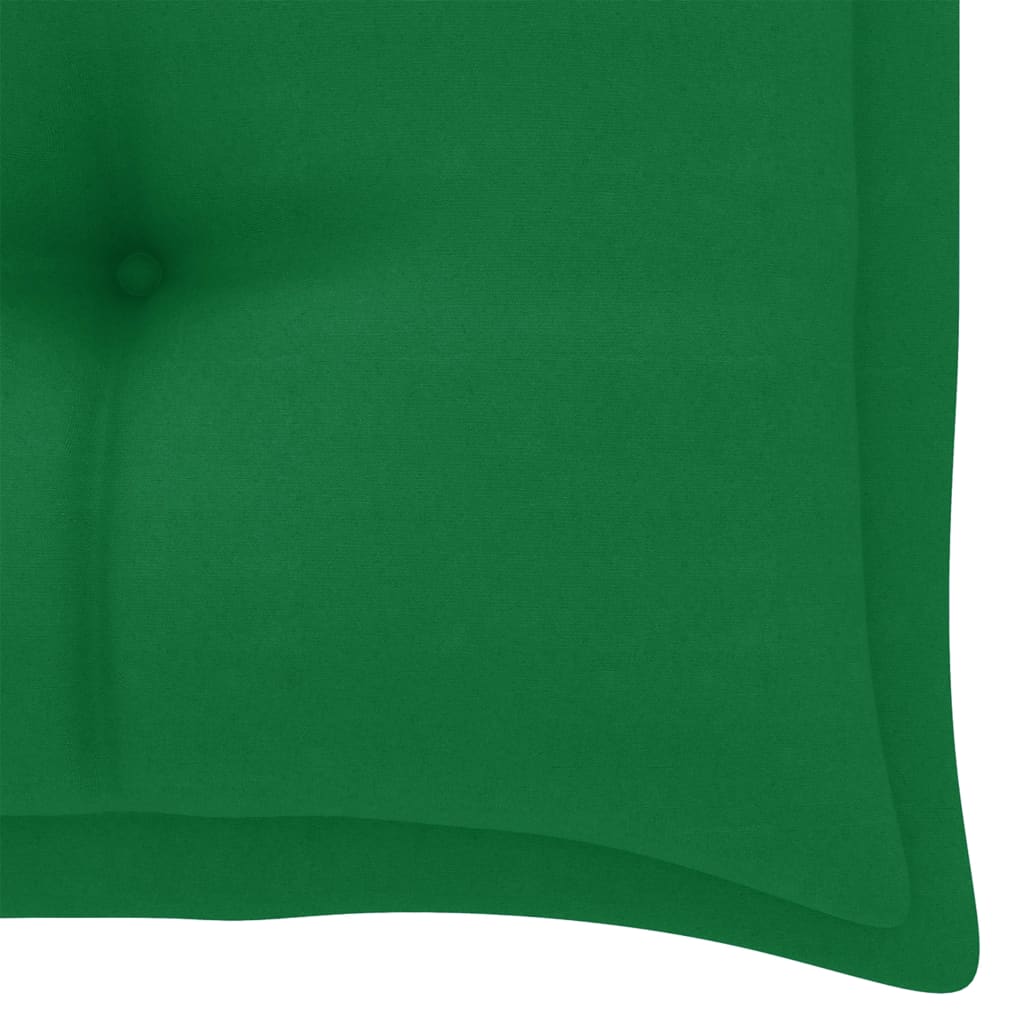 Banc de jardin avec coussin vert 112 cm Bois de teck massif
