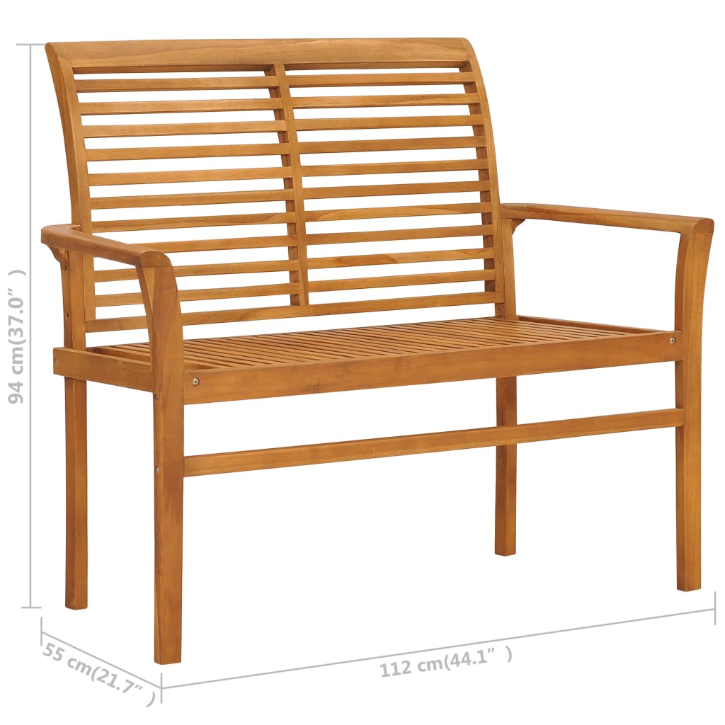 Banc de jardin avec coussin vert 112 cm Bois de teck massif
