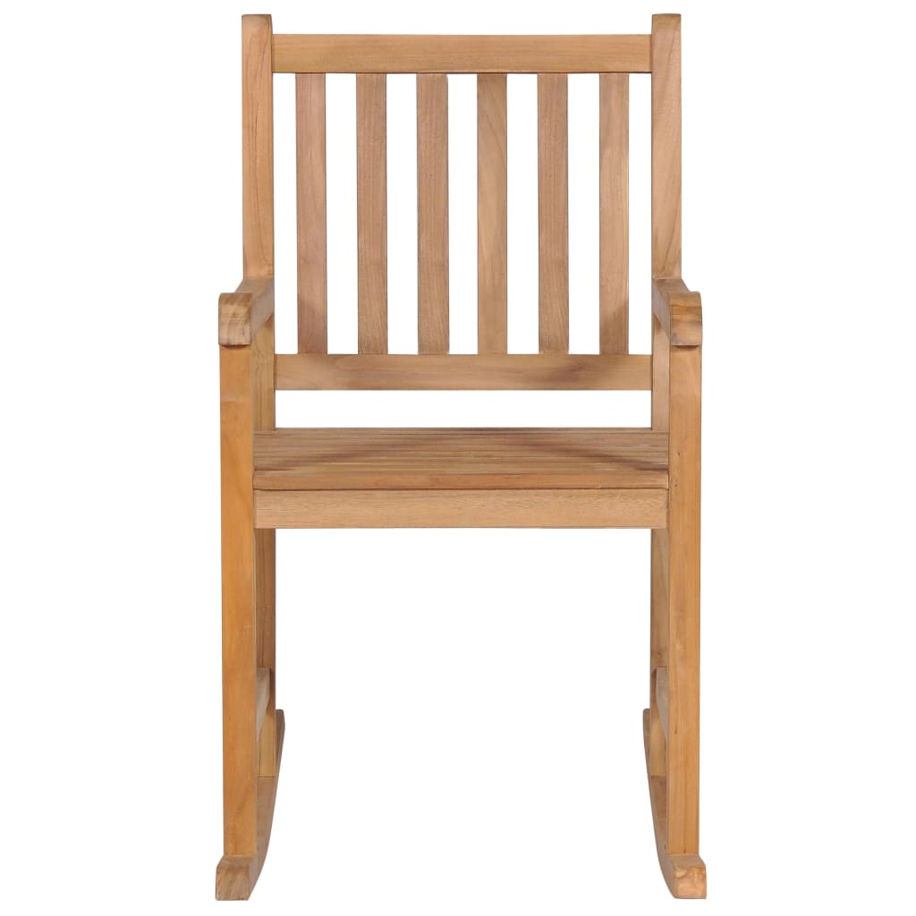 Chaise à bascule avec coussin vert Bois de teck solide