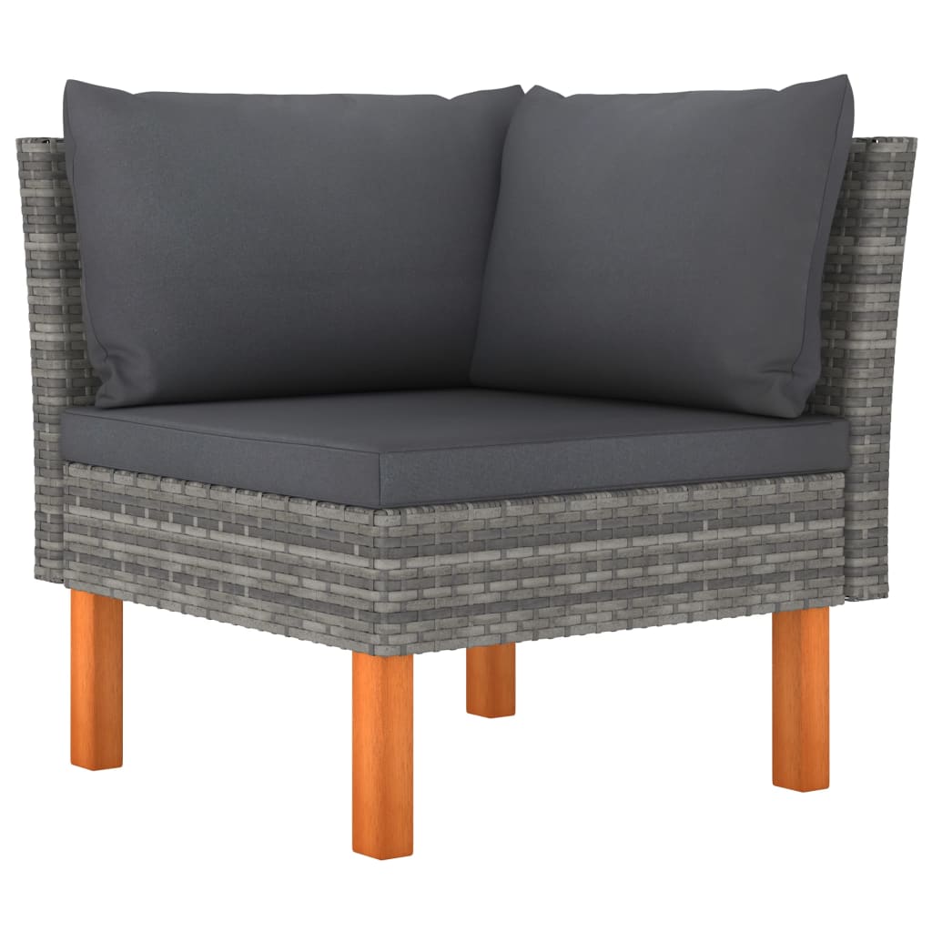Salon de jardin 7 pcs avec coussins Résine tressée Gris