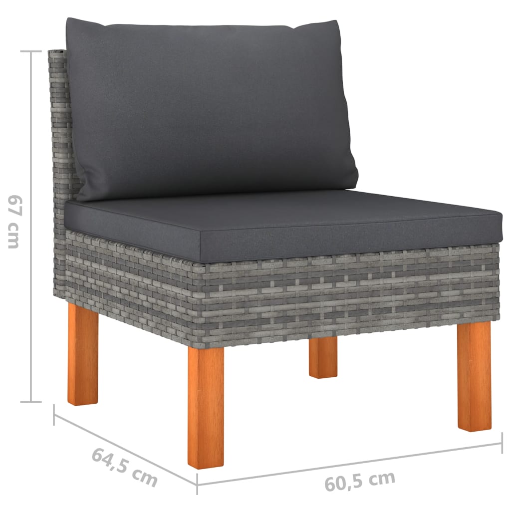 Salon de jardin 9 pcs avec coussins Résine tressée Gris