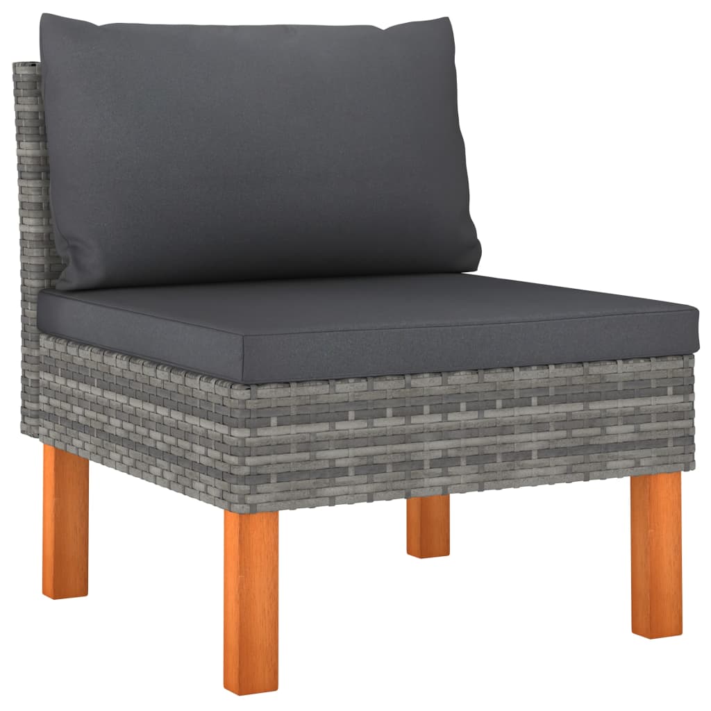 Salon de jardin 12 pcs avec coussins Résine tressée Gris