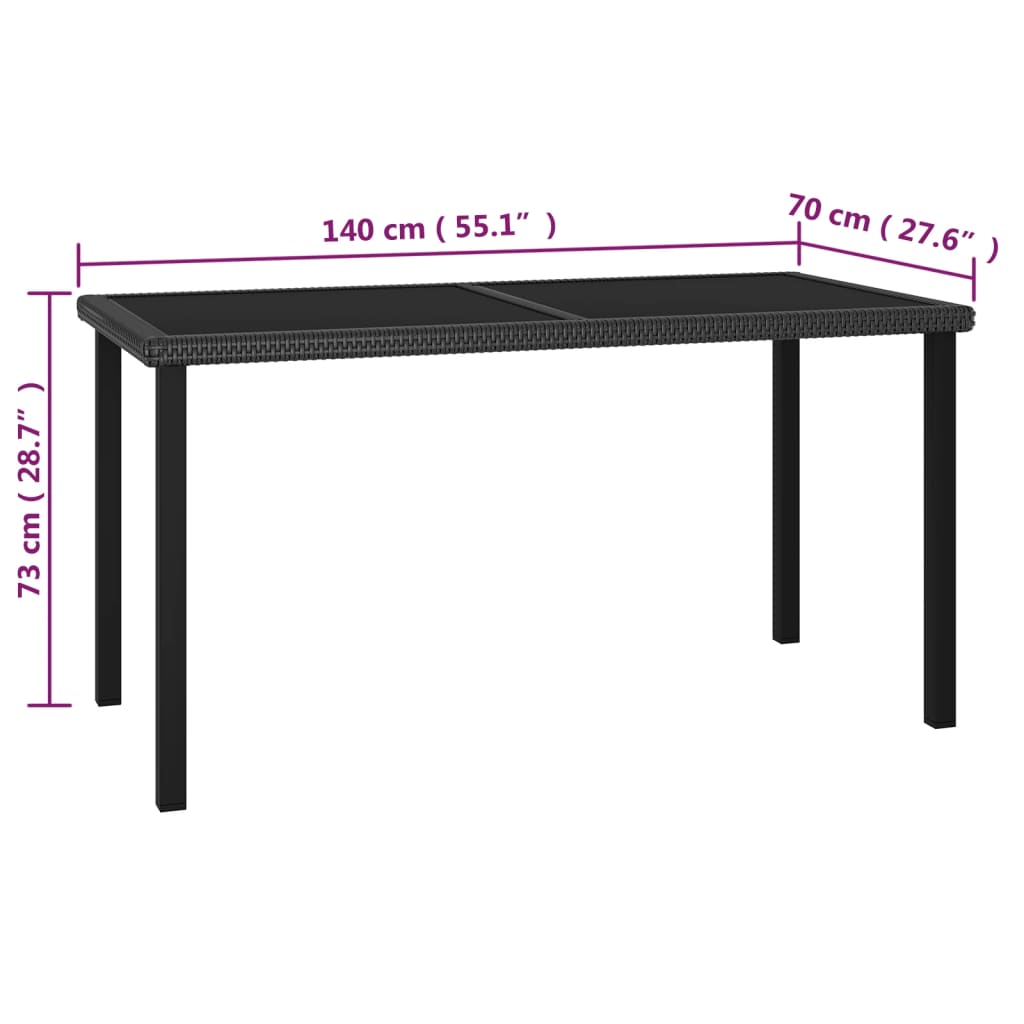 Ensemble de salle à manger de jardin 7 pcs Résine tressée Noir