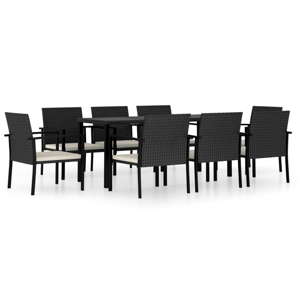 Ensemble de salle à manger de jardin 9 pcs Résine tressée Noir