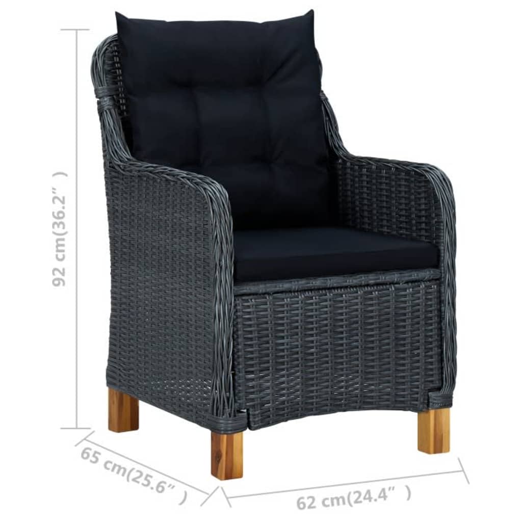 Ensemble de salle à manger de jardin 5 pcs Gris foncé