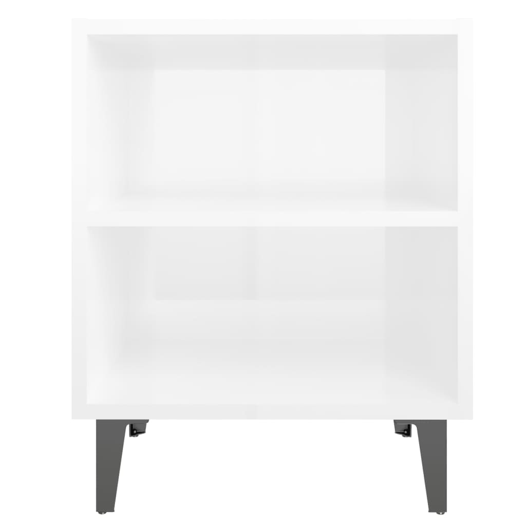 Tables de chevet pieds en métal 2 pcs Blanc brillant 40x30x50cm