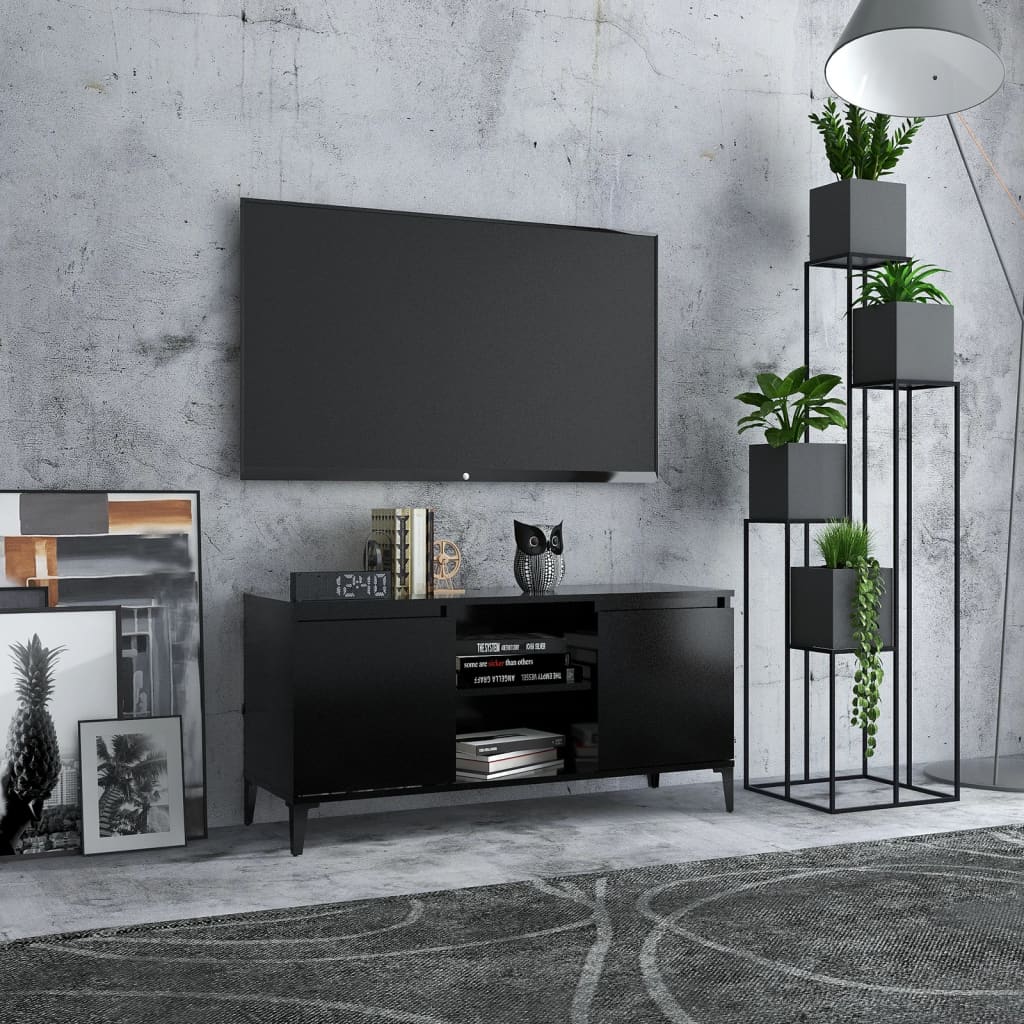 Meuble TV avec pieds en métal Noir 103,5x35x50 cm