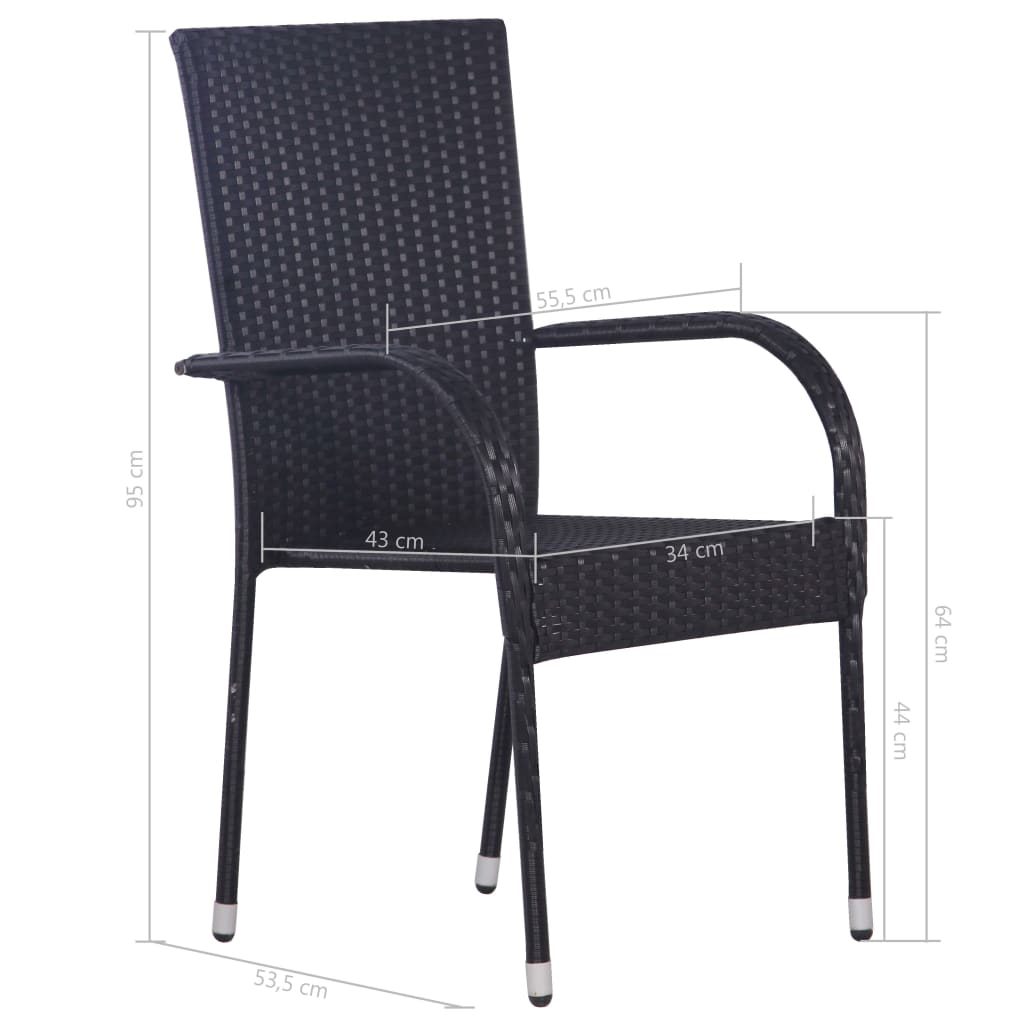 Ensemble de salle à manger de jardin 5 pcs Résine tressée Noir