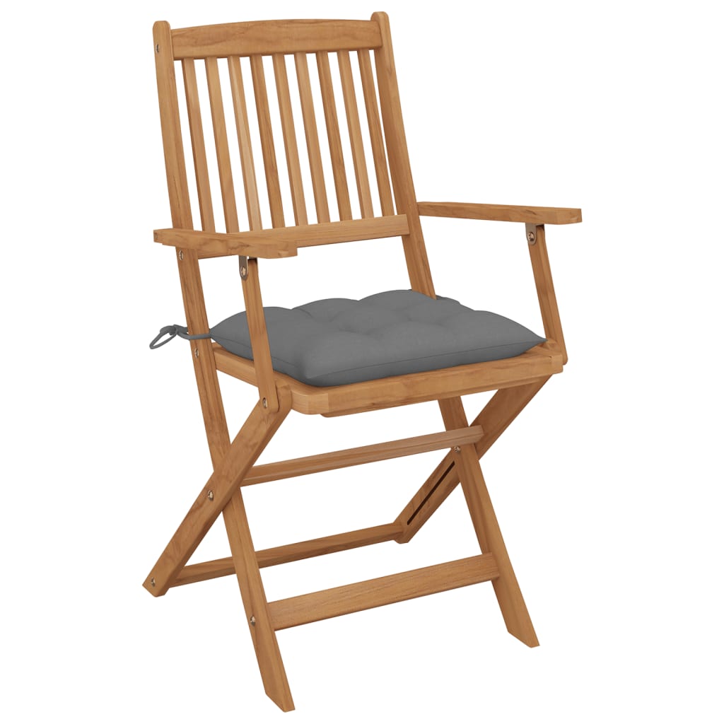 Chaises pliables de jardin 8 pcs avec coussins Bois d'acacia