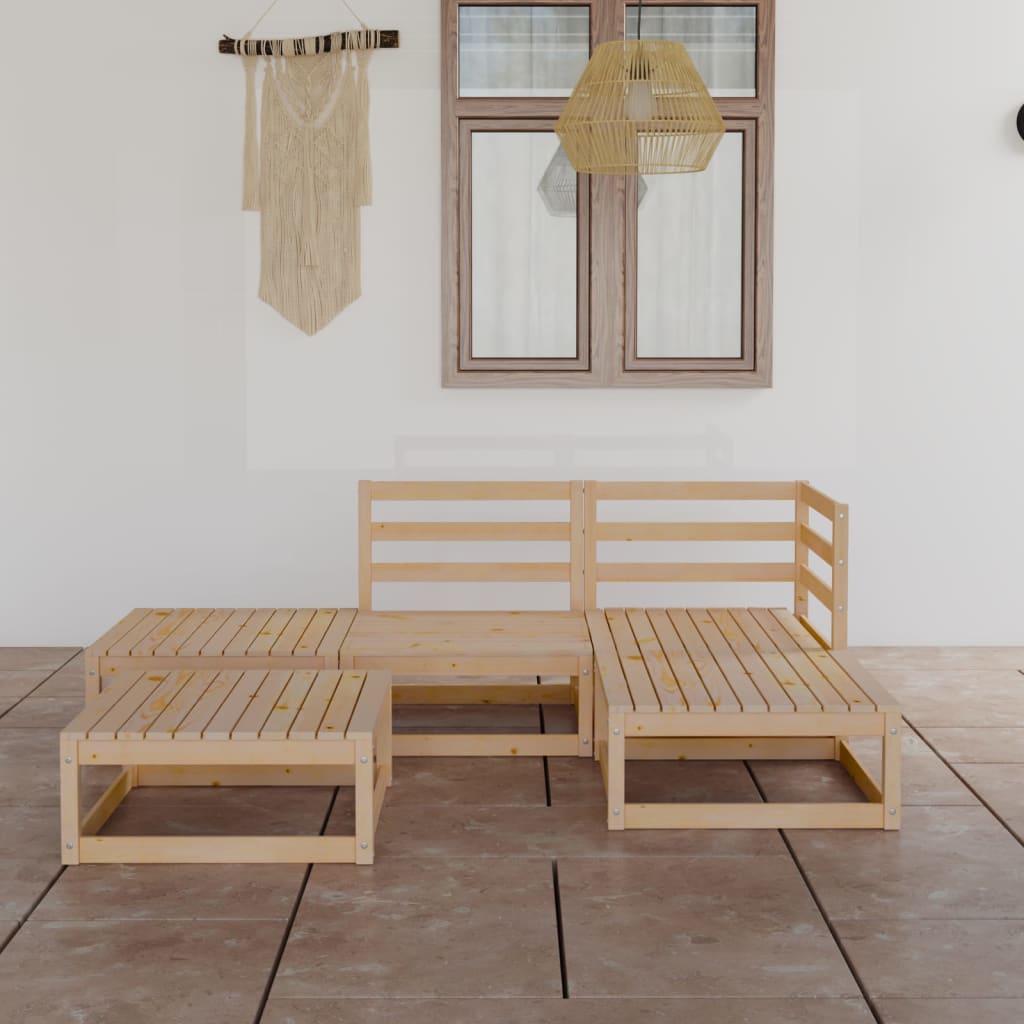 Salon de jardin 5 pcs Bois de pin massif