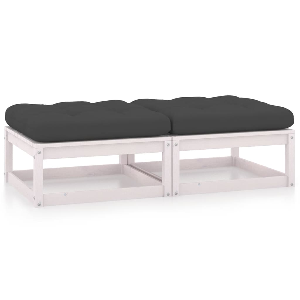 Repose-pieds de jardin avec coussins 2 pcs Bois de pin solide