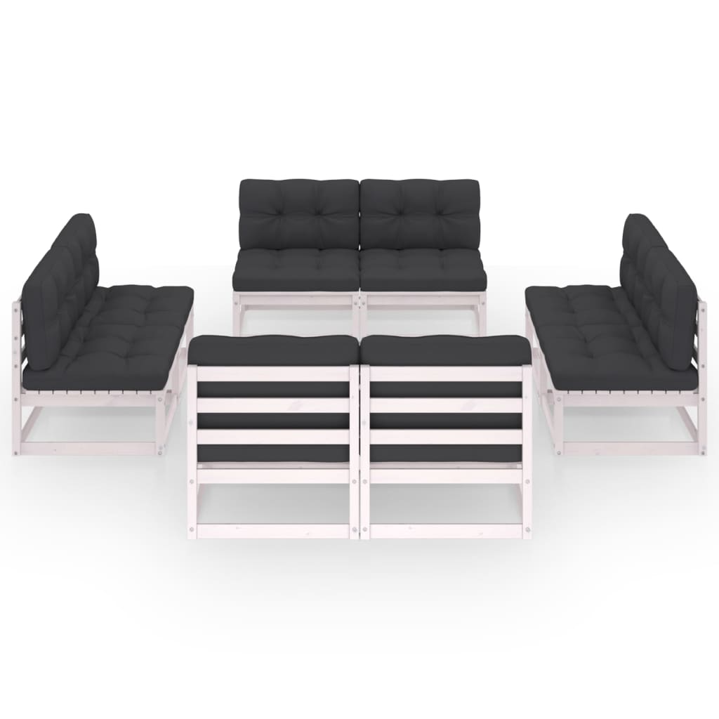 Salon de jardin 8 pcs avec coussins Bois de pin massif